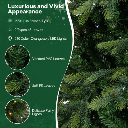 9 Feet Pre-Lit Artificial Christmas Tree with Warm White LED Lights