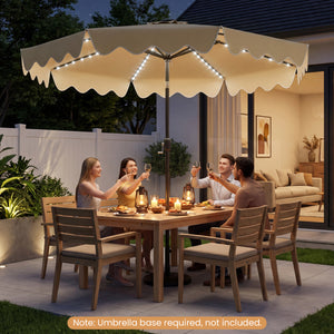 9 Feet Solar Patio Umbrella with Color-Changing LED Lights-Beige