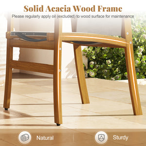 9-Piece Acacia Wood Outdoor Patio Dining Set with 80â€ Rectangular Table and Breathable Fabric Armchairs-Yellow
