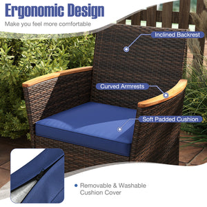 9 Piece Outdoor Dining Set with Acacia Wood Table Top-Navy