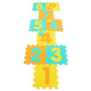 9 Pieces Interlocking Foam Puzzle Floor Mat with 3 Marker Discs-Yellow