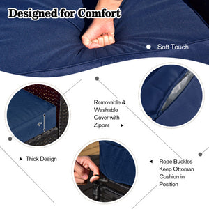 9 Pieces Outdoor PE Rattan Wicker Sectional Sofa with 42 Inch Gas Fire Pit Table-Navy