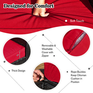 9 Pieces Outdoor PE Rattan Wicker Sectional Sofa with 42 Inch Gas Fire Pit Table-Red