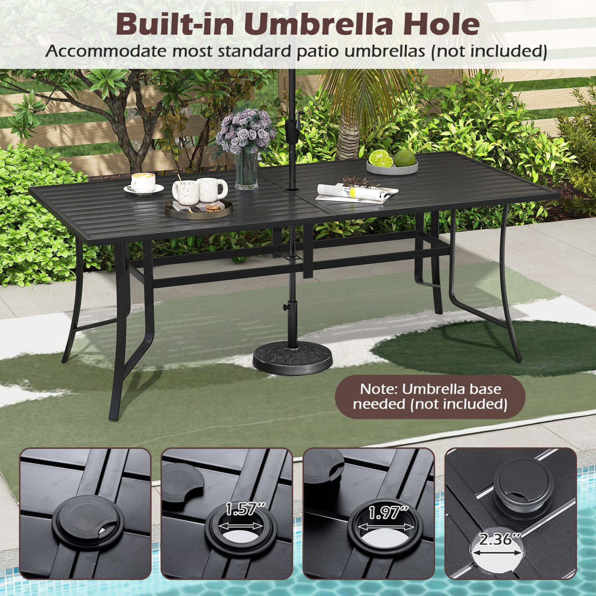 9 Pieces Patio Dining Set for 8 Stackable Chairs and Outdoor Rectangular Table-Black
