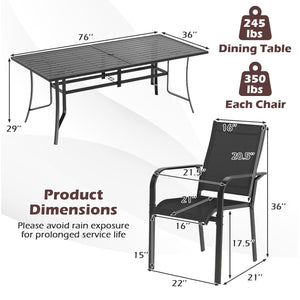 9 Pieces Patio Dining Set for 8 Stackable Chairs and Outdoor Rectangular Table-Black