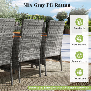 9 Pieces Patio PE Wicker Dining Set for Deck  Garden and Yard-Navy