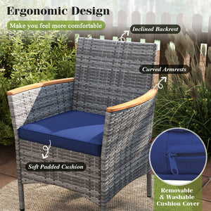 9 Pieces Patio PE Wicker Dining Set for Deck  Garden and Yard-Navy