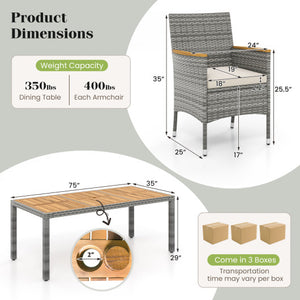 9 Pieces Patio PE Wicker Dining Set for Deck  Garden and Yard-White