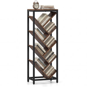 9-Tier Freestanding Bookcase for Hardcover Books-Rustic Brown