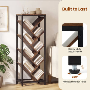 9-Tier Freestanding Bookcase for Hardcover Books-Rustic Brown