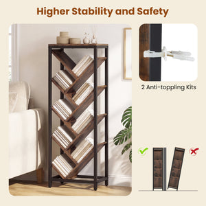 9-Tier Freestanding Bookcase for Hardcover Books-Rustic Brown