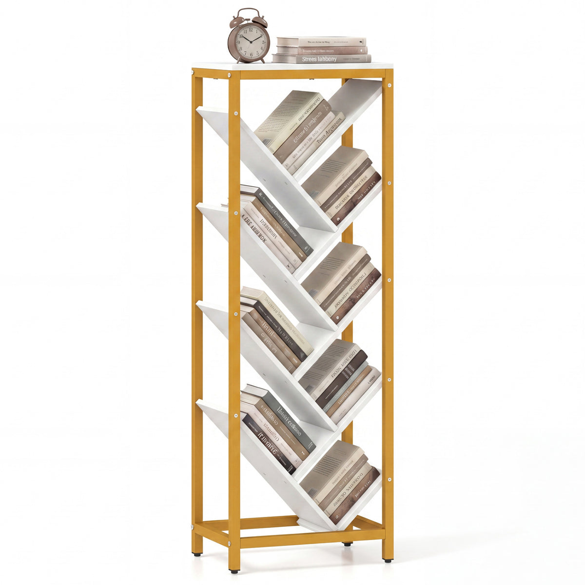 9-Tier Freestanding Bookcase for Hardcover Books-White