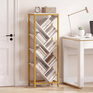 9-Tier Freestanding Bookcase for Hardcover Books-White