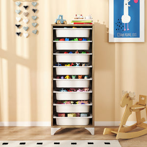 9-Tier Fruit and Vegetable Storage Rack Freestanding Wooden Pantry Organizer Cabinet