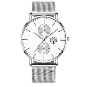 Black 3Bar Watch Men Women'S Watches Ladies Watch With Crystals  Fashion Stainless Steel Band Comfortable Wristwatch