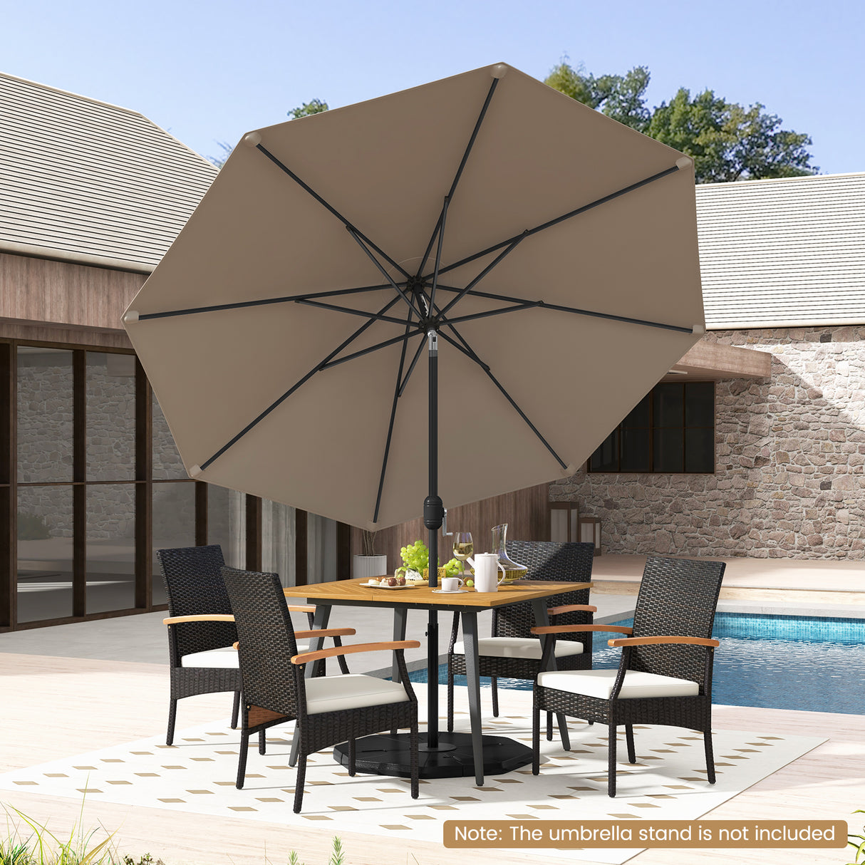 9 ft Patio Outdoor Umbrella with Crank-Orange