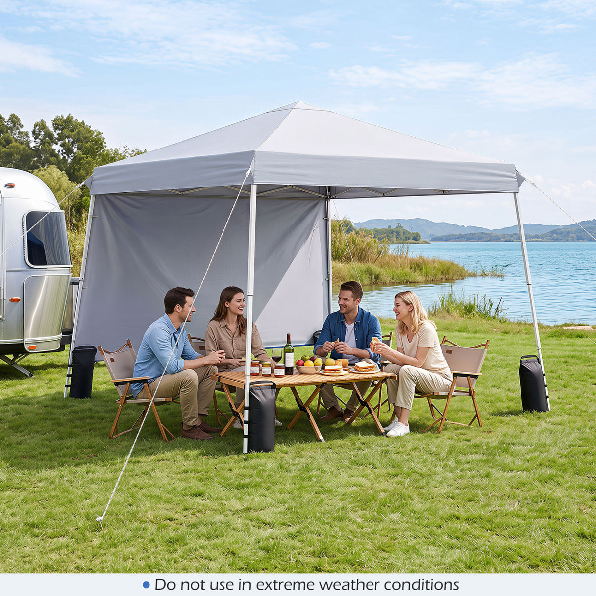 9 ft x 9 ft  Pop Up Canopy Tent with 8 Ground Stakes 4 Wind Ropes and Carry Bag  for Outdoor Party-White