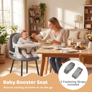 9-in-1 Convertible High Chair with Solid Wood Legs for Babies and Toddlers-White