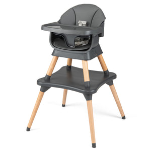 9-in-1 Convertible High Chair with Solid Wood Legs for Babies and Toddlers-Gray