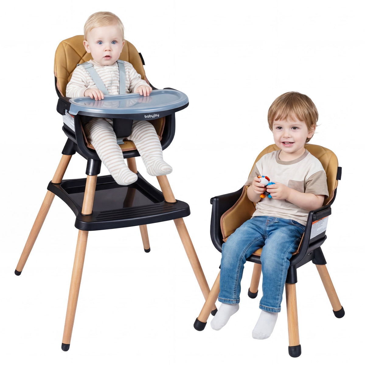 9-in-1 Convertible High Chair for Babies and Toddlers with Seat Cushion-Black