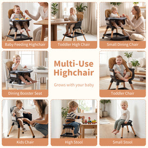 9-in-1 Convertible High Chair for Babies and Toddlers with Seat Cushion-Black