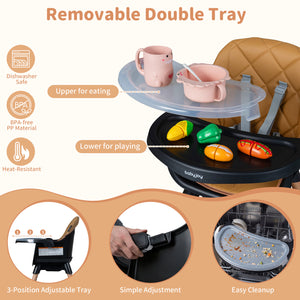 9-in-1 Convertible High Chair for Babies and Toddlers with Seat Cushion-Black