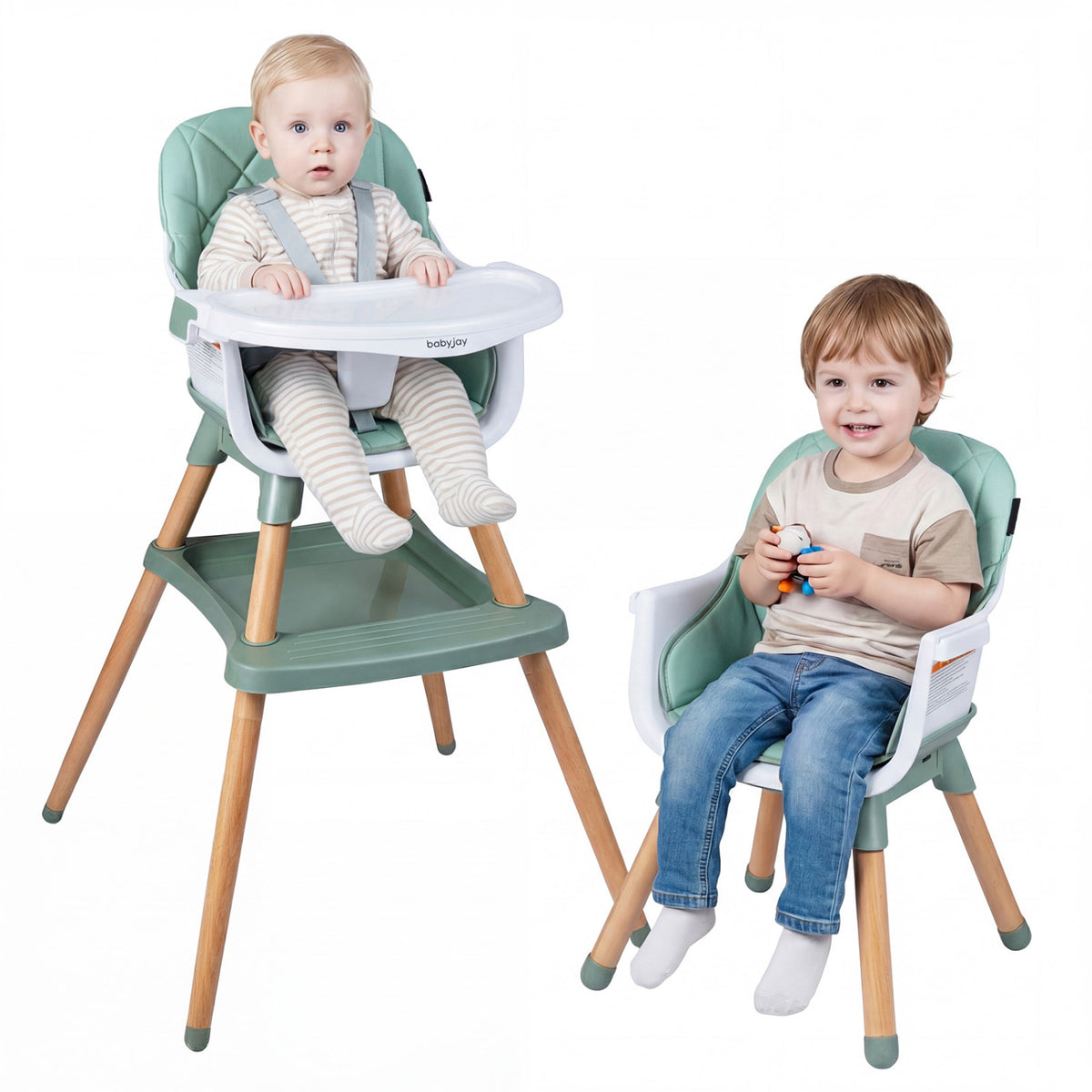 9-in-1 Convertible High Chair for Babies and Toddlers with Seat Cushion-Green