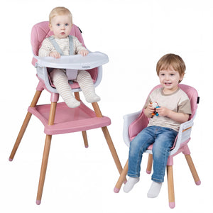 9-in-1 Convertible High Chair for Babies and Toddlers with Seat Cushion-Pink