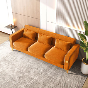 Velvet Sofa With Pillows And Metal Leg For Living Room by Couch.com