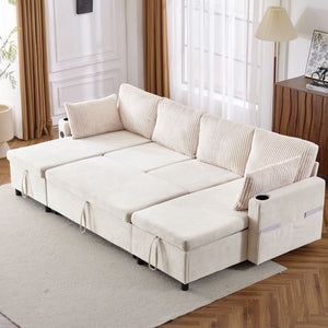 Sectional Sofa Pull Out Sofa Bed Versatile Sofa Sleeper With Large Storage Space, Two USB Ports And Two Cup Holders For Living Room by Couch.com