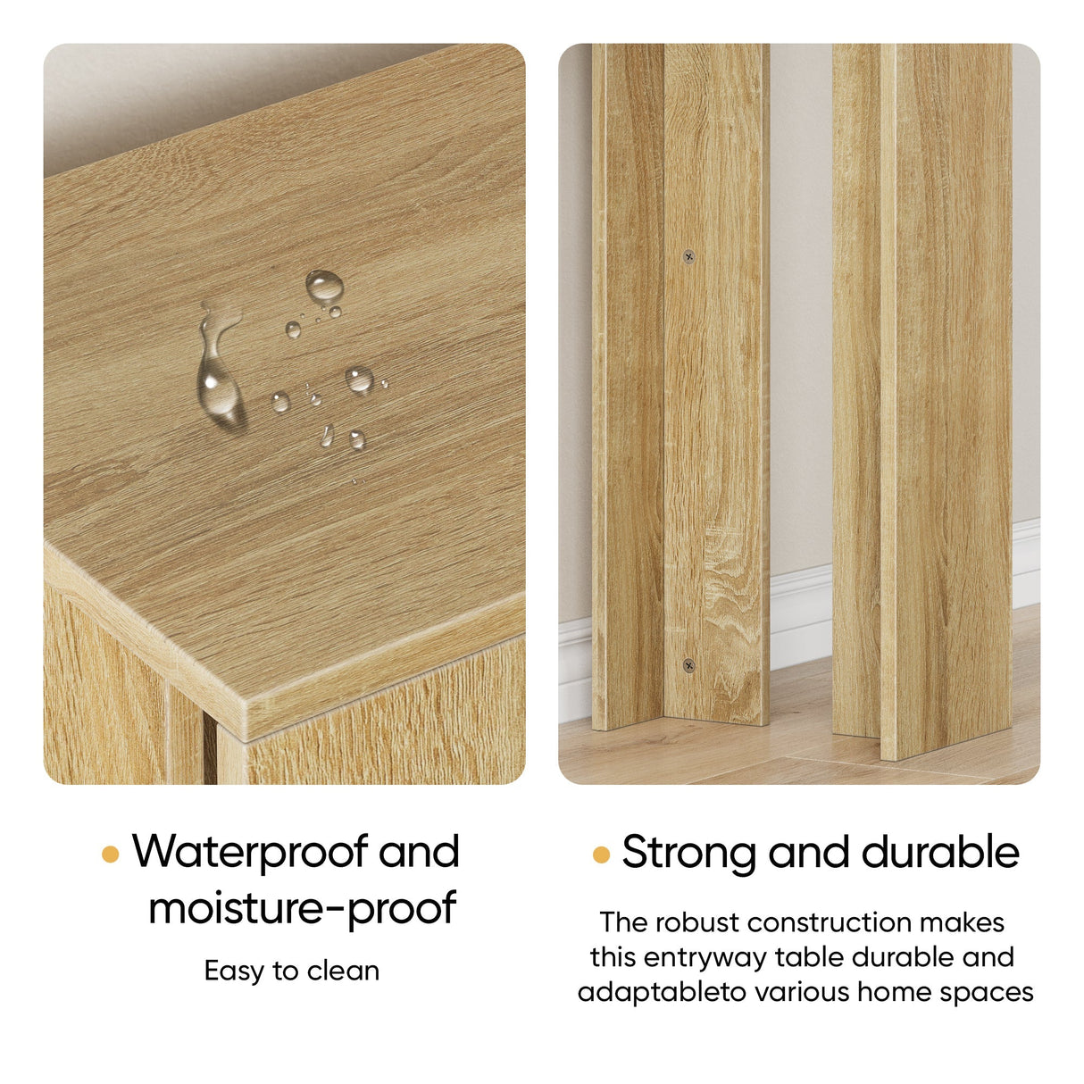 Farmhouse Style Oak-Colored Extra-Long Console Table