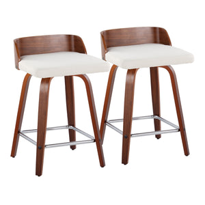 Maya - Mid Century Modern Fixed Height Counter Stool With Swivel With Square Footrest (Set of 2) by Couch.com