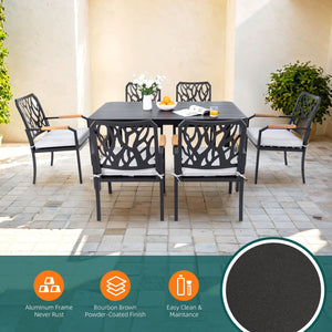 Outdoor Patio Furniture Dining Set With Sunbrella Fabric, Rectangular Table With Umbrella Hole by Couch.com