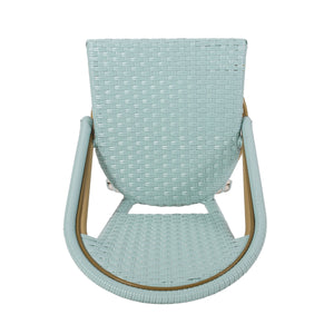 29.5' Outdoor PE Rattan and Aluminum French Barstools, Set of 2