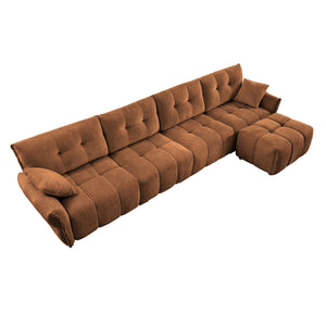 Elegant Sofa Set With Ottoman And Pillows, Textured Chenille, High Resilience Cushions by Couch.com