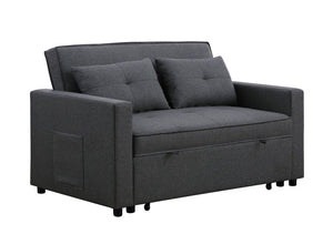 Zoey - Linen Convertible Sleeper Loveseat With Side Pocket by Couch.com
