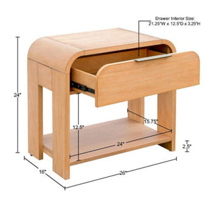 Modern 1 Drawer Waterfall Nightstand With Mid Century Design - Caramel Maple by Couch.com