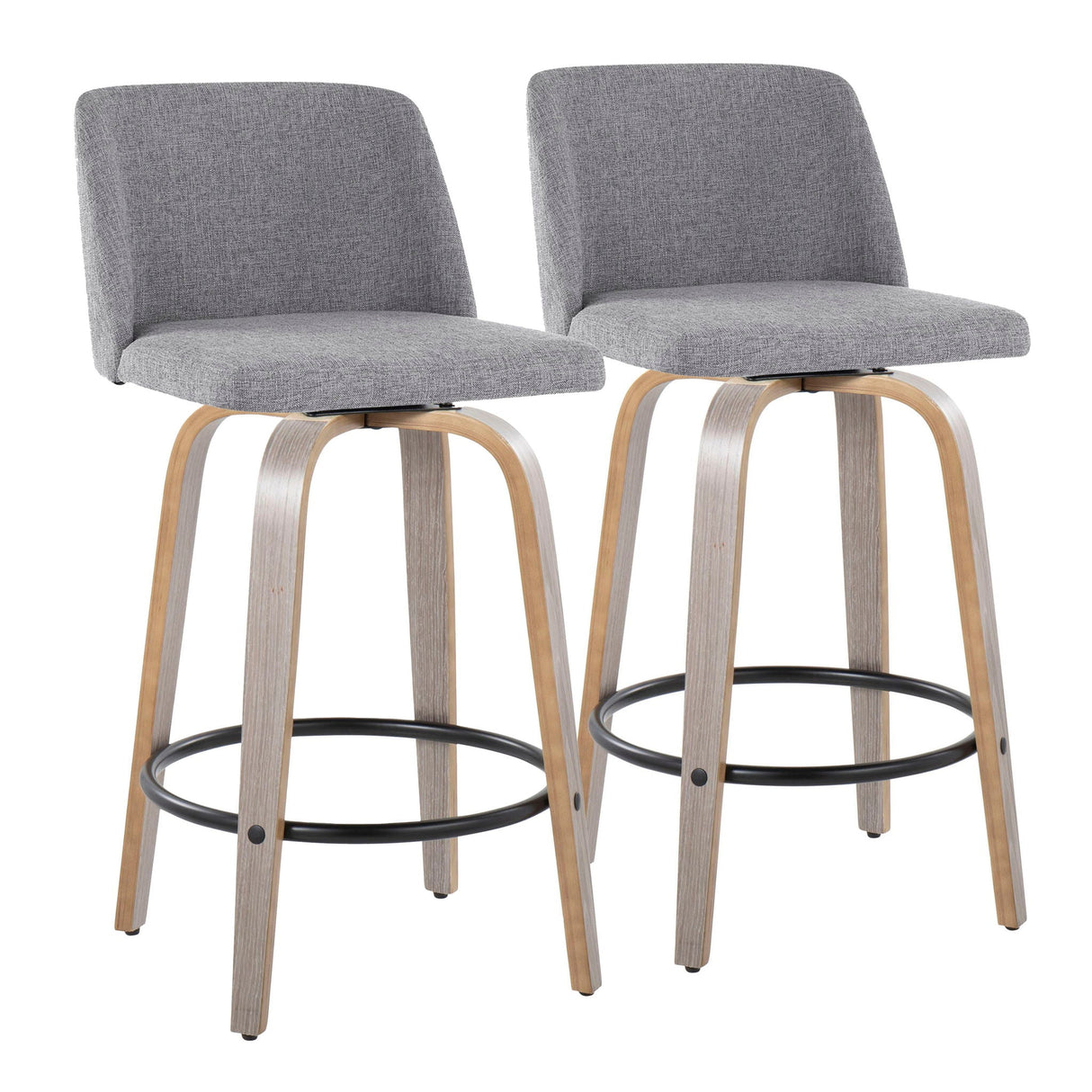 Toriano - Contemporary Fixed Height Counter Stool With Swivel & Round Footrest (Set of 2) by Couch.com