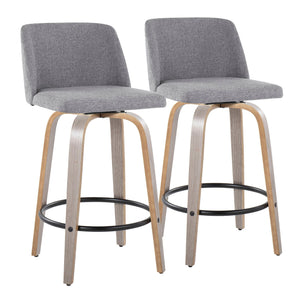 Toriano - Contemporary Fixed Height Counter Stool With Swivel & Round Footrest (Set of 2) by Couch.com