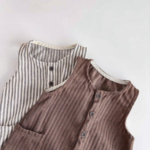Striped Sleeveless Leotard Romper