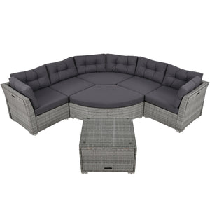 Elegant Patio Furniture Set Outdoor Daybed Rattan Sectional With Cushions And Center Table - Gray by Couch.com