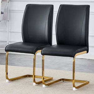 Luxurious And Minimalist Chair Covers, 2 High Elasticity Dining Chairs Arched Legs - Black / Gold by Couch.com