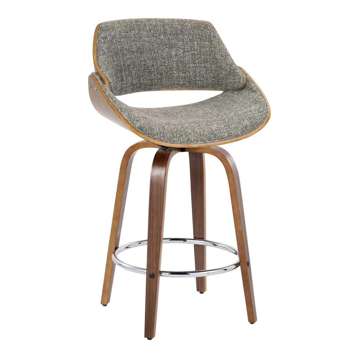 Fabrizzi - Mid Century Modern Fixed Height Counter Stool With Swivel With Round Footrest (Set of 2) by Couch.com