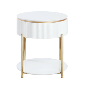 Daveigh - High Gloss End Table - Gold / White by Couch.com
