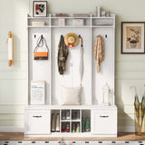 5 In 1 Entryway Bench With Coat Rack, 7 Sturdy Hooks, 2 Spacious Drawers And Adjustable Shelves by Couch.com