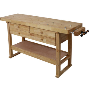 Workbench With 4 Drawers Wooden Workbench For Garage Workshop And Home - Natural by Couch.com