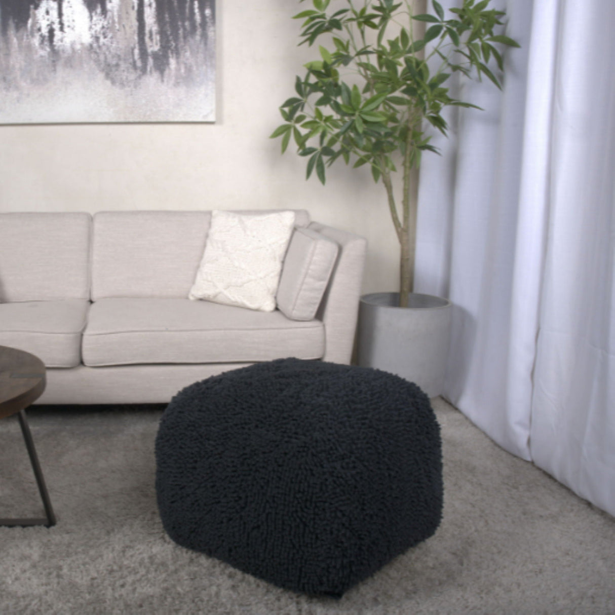 Spongy Microfiber Square Pouf Soft Seating by Couch.com