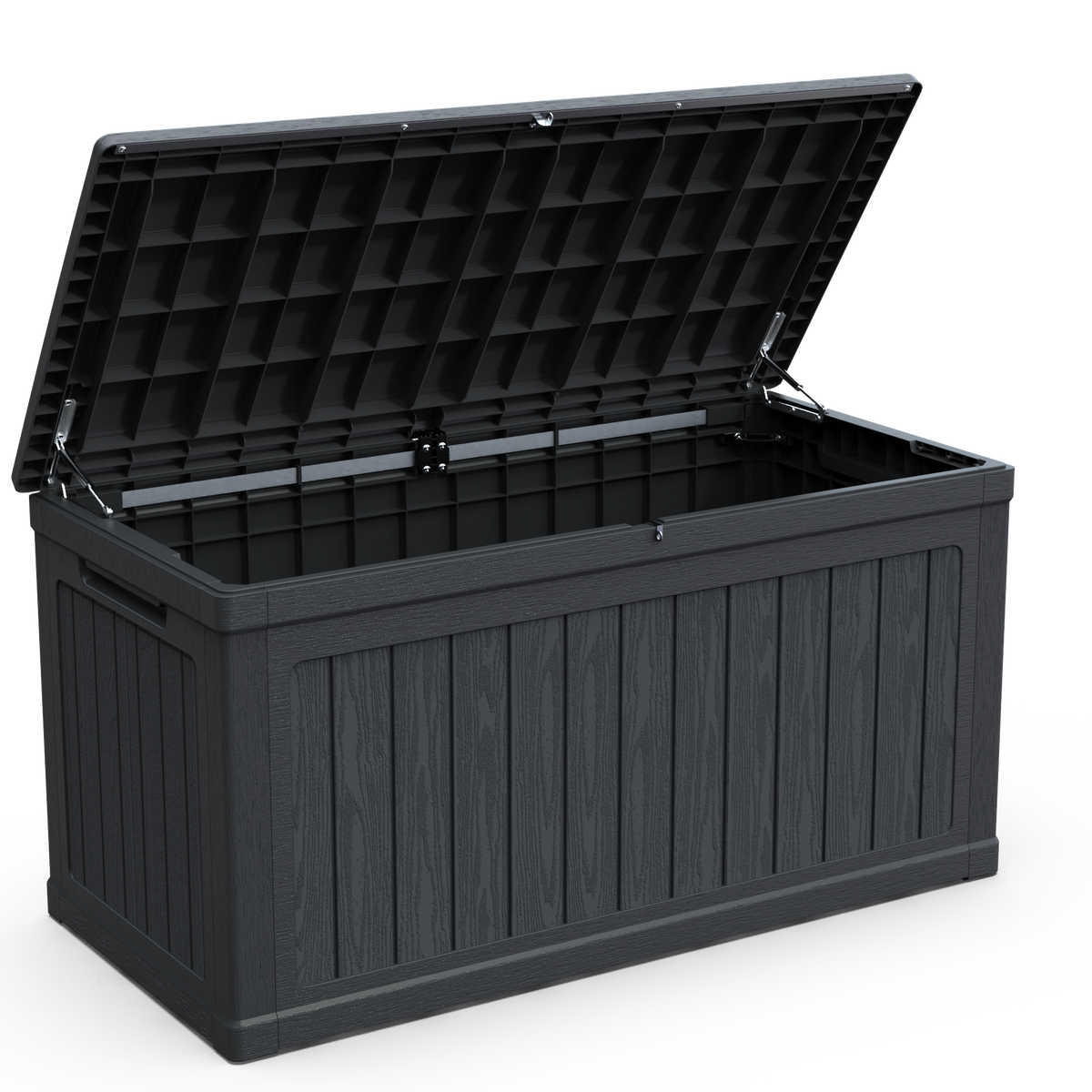 230 Gallon XXL Waterproof Outdoor Deck Box, Resin, Lockable Patio Storage for Cushions and Garden Tools, Black