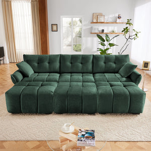 Elegant Sofa Set With Ottoman And Pillows, Textured Chenille, High Resilience Cushions by Couch.com