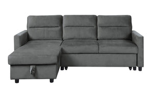 Ivy - Velvet Reversible Sleeper Sectional Sofa With Storage Chaise And Side Pocket by Couch.com